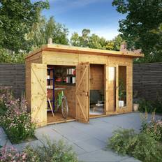 Mercia Garden Products 12ft 6ft Summerhouse + Side Shed Waltons Pent Shiplap Wooden Summerhouse (Building Area )