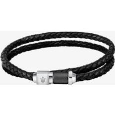 Maserati Bracelets Maserati Black Braided Leather Double Rope Bracelet JM223AVE18