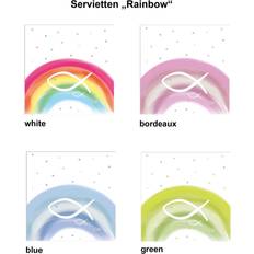 Papierservietten Ambiente 20 servietten rainbow white fische regenbogen kommunion konfirmation 33x33cm Mehrfarbig