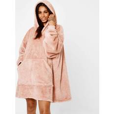 Pink - Women Tops Brentfords Teddy Fleece Hoodie Blanket Oversized Sweatshirt, Blush Adults