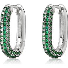 Luv AJ Smycken Luv AJ Pave Chain Link Huggies Emerald Green/Silver one