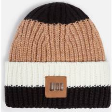 UGG Dam Chunky Rib Beanie W Logo, Kastanj multi, en