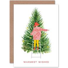 White Cards & Invitations ARTERY8 Wee Blue Coo Christmas Lady Warmest Wishes Modern Greeting Card