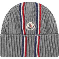 Moncler Dame Huer Moncler Men's Tricolour Beanie Grey Grey One