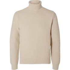 Selected Tekstureret Rullekrave Beige