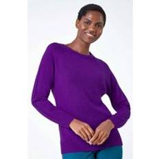 Purple Jumpers Roman Plain Soft Crew Neck Jumper Purple