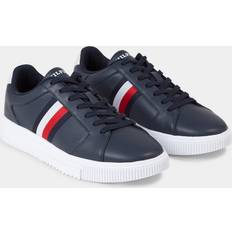 Tommy Hilfiger Men Shoes Tommy Hilfiger Men's Essential Supercup Mens Striped Leather Trainers Blue/Black