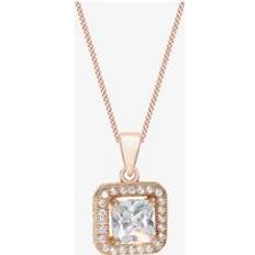 Sterling Silver Rose Gold Crystal Halo Pendant 8.68.4084