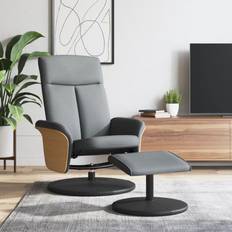 Gris Sillones vidaXL Reclinable Con Reposapiés Tela Gris Claro Sillón