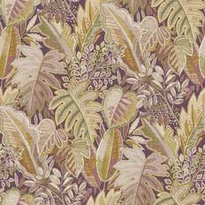 Pink Wallpapers Grandeco Tribal Leaf Foliage Textured Wallpaper, Pink Purple