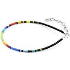 Multicoloured Bracelets Anchor & Crew Multicoloured Black Paulina Silver and Miyoko Glass Bracelet