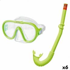 Gröna Snorkelset Intex Snorkel Goggles and Tube Adventurer Green 6 Units