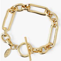 Orelia Rectangular Link T-Bar Bracelet, Pale Gold