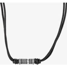 Men Necklaces Bourne and Wilde Bourne and Wilde Mens Black Leather Two Strand Criss-Cross Necklace UR18-03