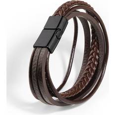 Wood Bracelets Ultra Twin Mens and Womens Dual Band Leather Bracelets Brown
