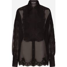 Lang - Vrouw Overhemden Dolce & Gabbana Organza Tuxedo Shirt With Lace Inserts