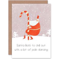 Christmas Cards & Invitations ARTERY8 Wee Blue Coo Christmas Xmas Santa Pole Dancing Fun Greeting Card