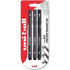 uni-ball Uni Pin Dark Grey And Black Fineliner Drawing Pens 3 Pack