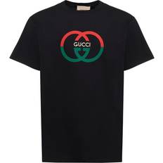 Gucci Oberteile Gucci T-Shirt Interlocking aus Baumwoll-Jersey Schwarz