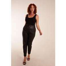 Leather Trousers Blue Vanilla Curve Matte Faux Leather Tailored Trousers BLACK
