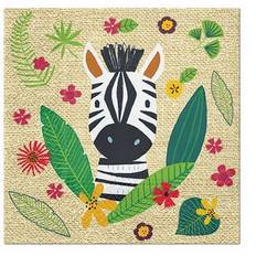 Tovaglioli di carta Paw 20 servietten jungle friends zebra tiere blätter blumen kinder tischdeko 33x33cm Mehrfarbig