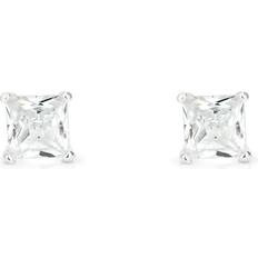 Children Earrings John Greed Signature Children's Silver Princess Cut CZ Stud Earrings