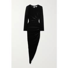 Midikleider - Samt Veronica Beard Tristana Asymmetrisches Kleid Aus Stretch-samt Mit Raffungen Schwarz