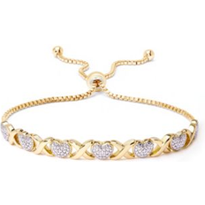 Macy's Jewelry Macy's Diamond Accent Heart X Link Bracelet in Silver Plate Gold Gold