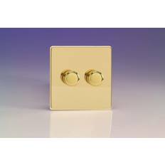 Red Dimmers Varilight TEVP252S Euro Polished Brass 2 Gang 2-Way Push-On/Off Dimmer 40-250W V-Dim