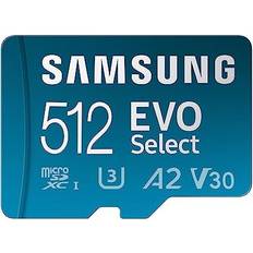 Samsung EVO Select 512GB microSDXC UHS-I U3 130MB/s Full HD & 4K UHD Memory Card inc. SD-Adapter MB-ME512KA/EU Blue