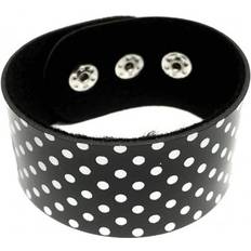 Faux Leather Bracelets Rock Daddy Armband Schwarz mit Weißen Punkten