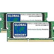 Global Memory 64Gb 2 X 32Gb Ddr4 3200Mhz Pc4-25600 260-Pin Sodimm Ram Kit For Laptops/Notebooks