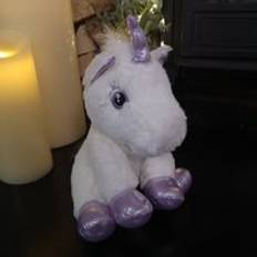 24Cm Plush White Unicorn With Sparkly Purple Horn Hooves