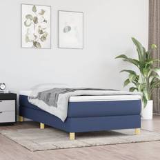 Blau Bettfüße vidaXL Boxspringbett mit Matratze Blau 90x190 cm Bettfüße