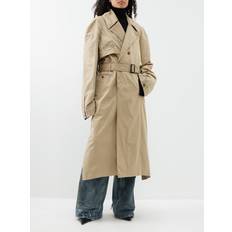 Balenciaga Coats Balenciaga Asymmetric-hem Cotton-twill Trench Coat Womens Beige beige FR,36 FR,38 FR