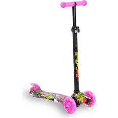 Byox Kinderroller Scooter Rapture aus Alu, Wassertransferdruck, PU Leuchträder rosa