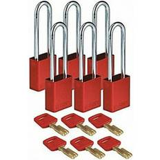 Security Brady 150323 Aluminum Lockout Padlock, Red ALU-RED-76ST-KD6PK