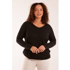 Viscose Jumpers Blue Vanilla V-Neck Ribbed Jumper Black One