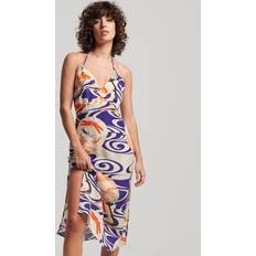 Superdry Damen Kleider Superdry Damen Midi-Kleid mit Print und Nackenträger Blau Größe: Blau