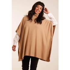 Blue Vanilla High Neck Poncho ONE Camel