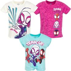 T-shirts Marvel Marvel Ghost-Spider Spidey and His Amazing Friends Little Girls Pack Knotted Fashion Graphic T-Shirts White/Blue/Pink 6-6X