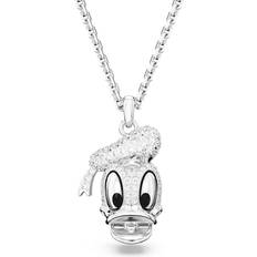 Rhodium Necklaces Swarovski Disney Donald Duck pendant, Head-shaped, White, Rhodium plated