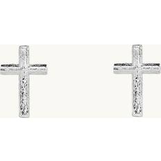 Branch Cross Pin Earring Silver
