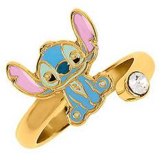 Disney Women Rings Disney Lilo & Stitch Blue & Pink Gold Plated Clear Stone Ring