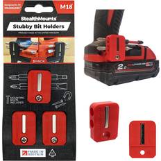 Stealthmounts Stubby Bit Holder for Milwaukee M18 3pk Red