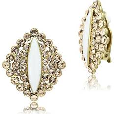 Beige Earrings Alamode Jewelry GL350 IP Gold Ion Plating Brass Earrings with Top Grade Crystal, Champagne