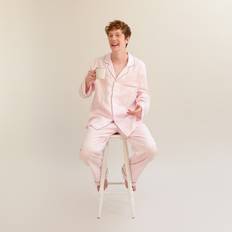 Herren - Rosa Nachtwäsche Piglet Men's Blush Pink Linen Pyjama Trouser Set