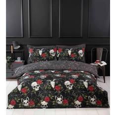 Textiles Rapport Gothic Homeware Skulls & Roses Duvet Cover Black