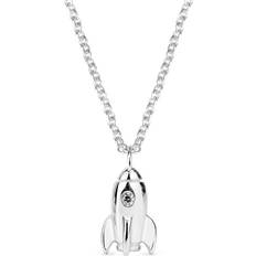 Children Necklaces John Greed Signature Children's Silver & CZ Space Rocket Necklace