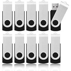 Kootion Flash Drive 16GB 10 Pack, Pen Drive Bulk Memory Stick USB2.0 16GB USB Flash Drive Swivel Thumb Drives USB Date Storage 10Pack 16GB Black